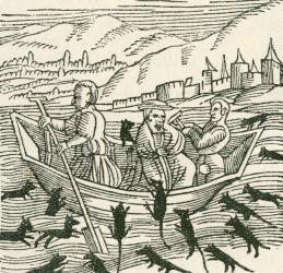 The 10th century folk tale of Hatto, who was the Archbishop of Mainz, and what happened in the Mouse Tower, illustration from 'The Strand Magazine', 1897 (litho) | Obraz na stenu