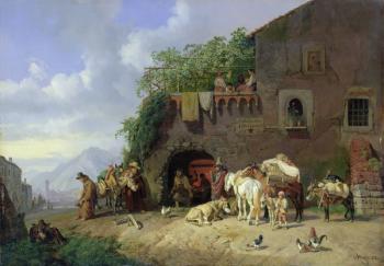 Italian Village Forge (oil on canvas) | Obraz na stenu