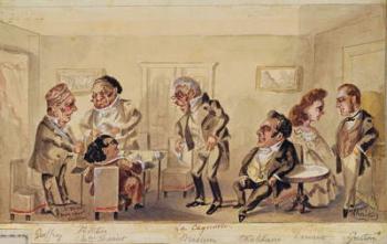 Act I of 'La Cagnotte' by Eugene Labiche (1815-88) 1864 (w/c on paper) | Obraz na stenu