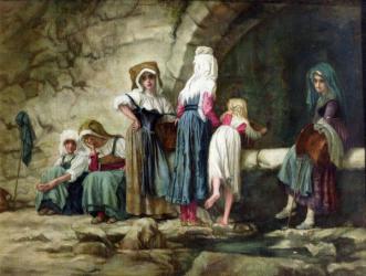 Peasants at a Fountain (oil on canvas) | Obraz na stenu