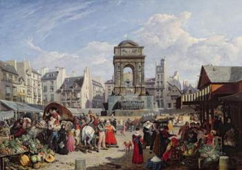 The Market and Fountain of the Innocents, Paris, 1823 (oil on canvas) | Obraz na stenu