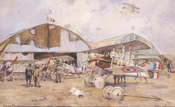 The Airfield, 1918 (w/c on paper) | Obraz na stenu