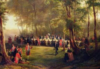 Lunch Given by Louis-Philippe for Queen Victoria in the Forest of Eu, 6th September 1843, 1844 (oil on canvas) (detail of 60678) | Obraz na stenu