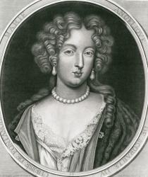 Portrait of Marie Angelique de Scoraille, duchesse de Fontanges (1661-81) (engraving) (b/w photo) | Obraz na stenu