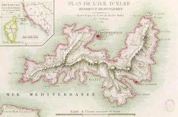 Map of the Island of Elba, engraved by Jean-Baptiste Tardieu (1768-1837) 1814 (coloured engraving) | Obraz na stenu