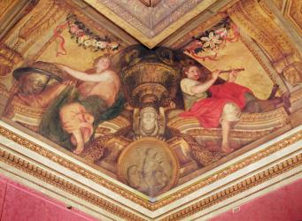 Ceiling of the Hôtel de l'Abbé de La Rivière: Urania and Euterpe, 1653 (oil on canvas) | Obraz na stenu