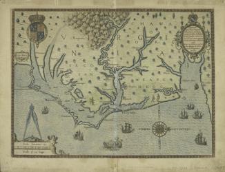 Newly discovered Virginia, 1590 (hand coloured engraving) | Obraz na stenu