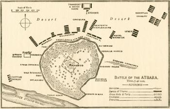 Map showing The Battle of Atbara during the Second Sudan War also called the Mahdist War, the Mahdist Revolt, Anglo-Sudan War or the Sudanese Mahdist Revolt, 1898. From Field Marshal Lord Kitchener, His Life and Work for the Empire, published 1916. | Obraz na stenu