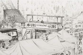 Sierre to Zinal Mountain Race, The Finish 2012. (Ink on Paper) | Obraz na stenu