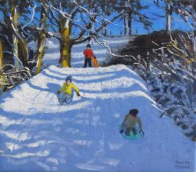 Fun in the snow,Wash Green,Derbyshire, 2014,(oil on canvas) | Obraz na stenu
