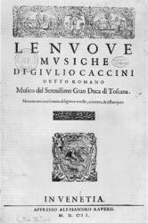 Titlepage of 'Nouve Musiche' by Giulio Caccini (c.1550-1615) 1602 (engraving) (b/w photo) | Obraz na stenu