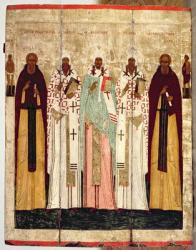 St. Sergius of Radonesh with the Saints of Rostov, late 15th century (tempera on panel) | Obraz na stenu