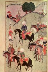 TSM H.1339 Sultan Selim II (1524-74) riding between Kotahia and Belgrade to rejoin the Imperial Army, 1584-89 (gouache on paper) | Obraz na stenu