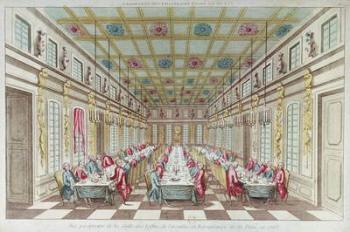 Feast given at the Chateau de Versailles in celebration of the Peace at the end of the Seven Years War, 1763 (coloured engraving) | Obraz na stenu