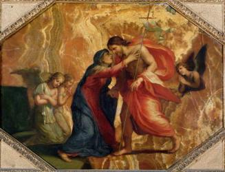 Jesus Christ Receiving the Virgin in Heaven (oil on alabaster) | Obraz na stenu