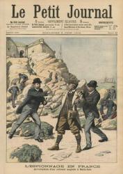 Espionage in France, Arrest of an English colonel at Belle-Isle, illustration from 'Le Petit Journal', supplement illustre, 5th June 1904 (colour litho) | Obraz na stenu