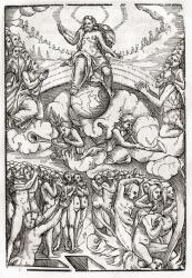 The Last Judgement, based on a woodcut by Hans Holbein (1497/98-1543) the Younger, from 'Der Todten Tanz', published Basel, 1843 (litho) | Obraz na stenu
