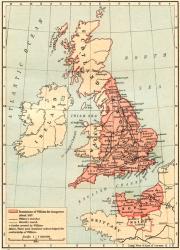 Map of Great Britain showing the dominions of William the Conqueror, c.1087, from Historical Atlas, published 1923 (colour litho) | Obraz na stenu