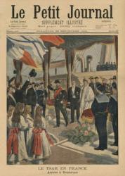Tsar Nicolas II in France, arriving at Dunkirk, front cover illustration from 'Le Petit Journal', Supplement illustre, 29 September 1901 (colour litho) | Obraz na stenu