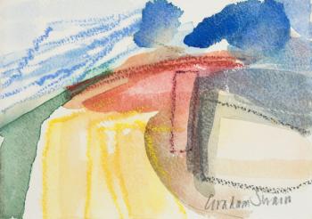 Country landscape XII, 2014 (watercolour and oil pastel on paper) | Obraz na stenu