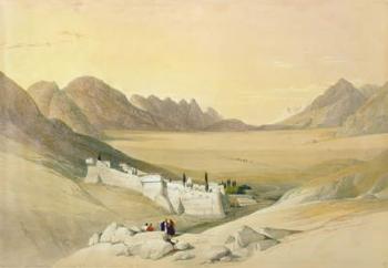 The Convent of St. Catherine, Mount Sinai, looking towards the Plain of the Encampment, February 21st 1839, plate 116 from Volume III of 'The Holy Land', engraved by Louis Haghe (1806-85) pub. 1849 (litho) | Obraz na stenu