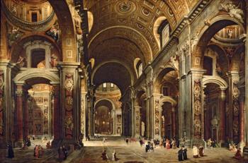 Cardinal Melchior de Polignac (1661-1742) Visiting St. Peter's in Rome, 1730 (oil on canvas) | Obraz na stenu