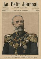 French hosts: His Majesty Oscar II, King of Sweden and Norway, front cover illustration of 'Le Petit Journal', supplement illustre, 26th March 1899 (coulour litho) | Obraz na stenu