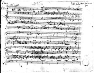 Ms.225 Sonate Premiere for violin and harpsichord in C major (K 403) 1782 (pen & ink on paper) (b/w photo) | Obraz na stenu