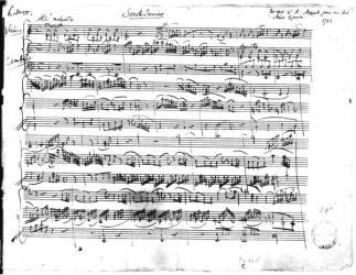 Ms.225 Sonate Premiere for violin and harpsichord in C major (K 403) 1782 (pen & ink on paper) (b/w photo) | Obraz na stenu