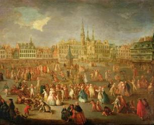 The Grand Place during Mardi Gras, Cambrai, 1765 (oil on canvas) | Obraz na stenu