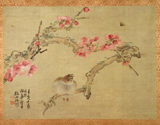Tree blossom and bird, 1851 (watercolour on silk) | Obraz na stenu