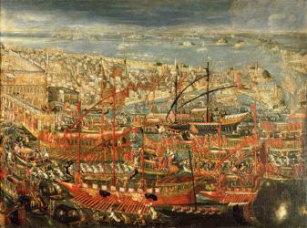 The Triumphant return of Doge Francesco Morosini to Venice (oil on canvas) | Obraz na stenu