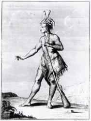 Iroquois Man, inhabitant of Canada (engraving) (b&w photo) | Obraz na stenu