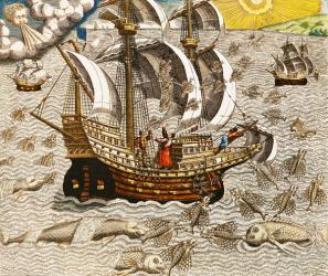 Flying Fish Meet in the Torrid Zone, from 'Americae Tertia Pars...' (coloured engraving) | Obraz na stenu