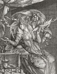 Vanitas with death and a maiden, after Jacob De Gheyn. From Illustrierte Sittengeschichte vom Mittelalter bis zur Gegenwart by Eduard Fuchs, published 1909. | Obraz na stenu