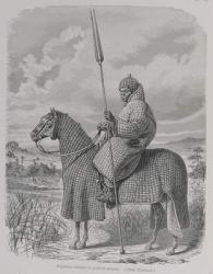 Baghirmi trooper in quilted armour, from 'The History of Mankind', Vol.III, by Prof. Friedrich Ratzel, 1898 (engraving) | Obraz na stenu