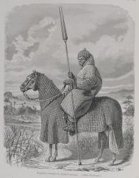 Baghirmi trooper in quilted armour, from 'The History of Mankind', Vol.III, by Prof. Friedrich Ratzel, 1898 (engraving) | Obraz na stenu