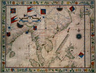 HM 41 (12) The Far East, from a portolan atlas, by Fernao vaz Dourado (1520-c.1580) 1570 (coloured engraving) | Obraz na stenu