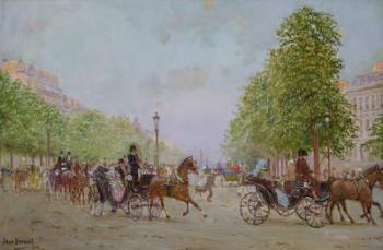 The Promenade on the Champs-Elysees (oil on canvas) | Obraz na stenu