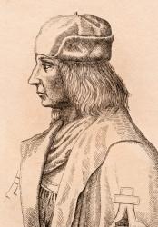 Quintin Massys, illustration from '75 Portraits Of Celebrated Painters From Authentic Originals', published in London, 1817 (engraving) | Obraz na stenu