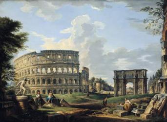 The Colosseum and the Arch of Constantine (oil on canvas) | Obraz na stenu