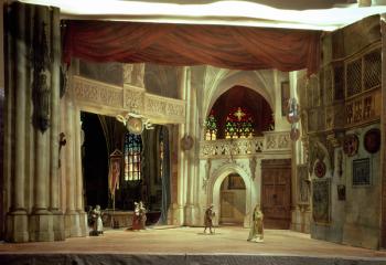 Stage model for the opera 'Der Meistersinger von Nurnberg' by Richard Wagner (1813-83) (painted card) | Obraz na stenu