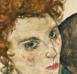Seated Woman with Bent Knee, 1917 (gouache, w/c and black crayon on paper) (detail of 7756) | Obraz na stenu