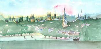 Oxford Spires , 2014, watercolour | Obraz na stenu