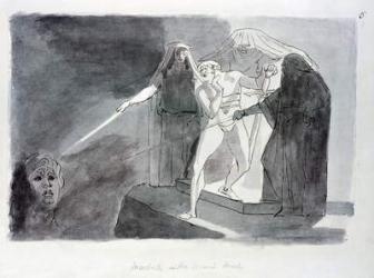 Macbeth and the Armed Head (pen and wash on paper) (b/w photo) | Obraz na stenu