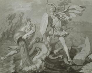 Fight of Achilles with the River Scamander (black and grey wash on paper) | Obraz na stenu