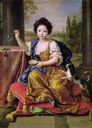 Marie-Anne de Bourbon (1666-1739) Mademoiselle de Blois, Blowing Soap Bubbles (oil on canvas) | Obraz na stenu