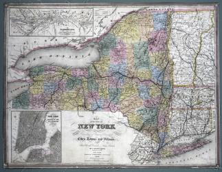 Map of the state of New York, 1850 (engraving) | Obraz na stenu