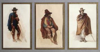 Three types of Ciociari shepherds (w/c on paper) | Obraz na stenu