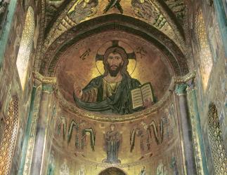 View of the apse depicting the Christ Pantocrator and the Virgin at Prayer Surrounded by Archangels, 1148 (mosaic) (see also 97197) | Obraz na stenu